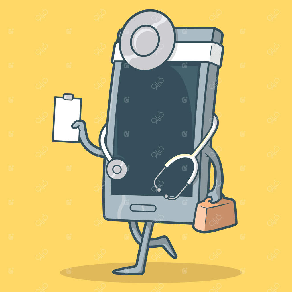 تصویر موبایل در لباس دکتر.