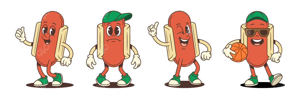 سوسیس‌های کارتونی بامزه برای پروژه‌های خلاقانه - وکتور حرفه‌ای