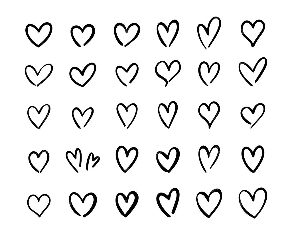 تصویرسازی نماد، آیکون و لوگوی شکل قلب با خط قلم‌موی دست‌ساز در پس‌زمینه سفید