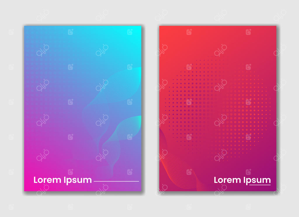 طراحی قالب مجموعه جلد انتزاعی با پس‌زمینه رنگارنگ