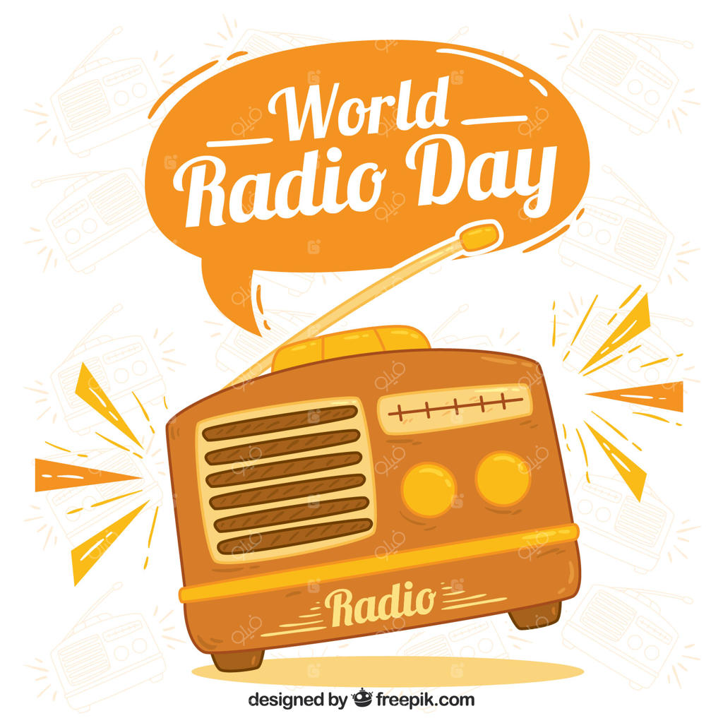 پس‌زمینه روز جهانی رادیو با رنگ‌های نارنجی