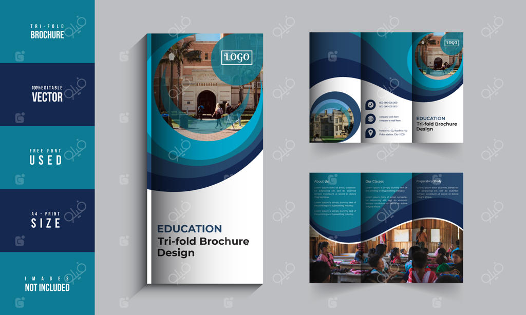 طرح وکتور قالب بروشور سه لت آموزشی