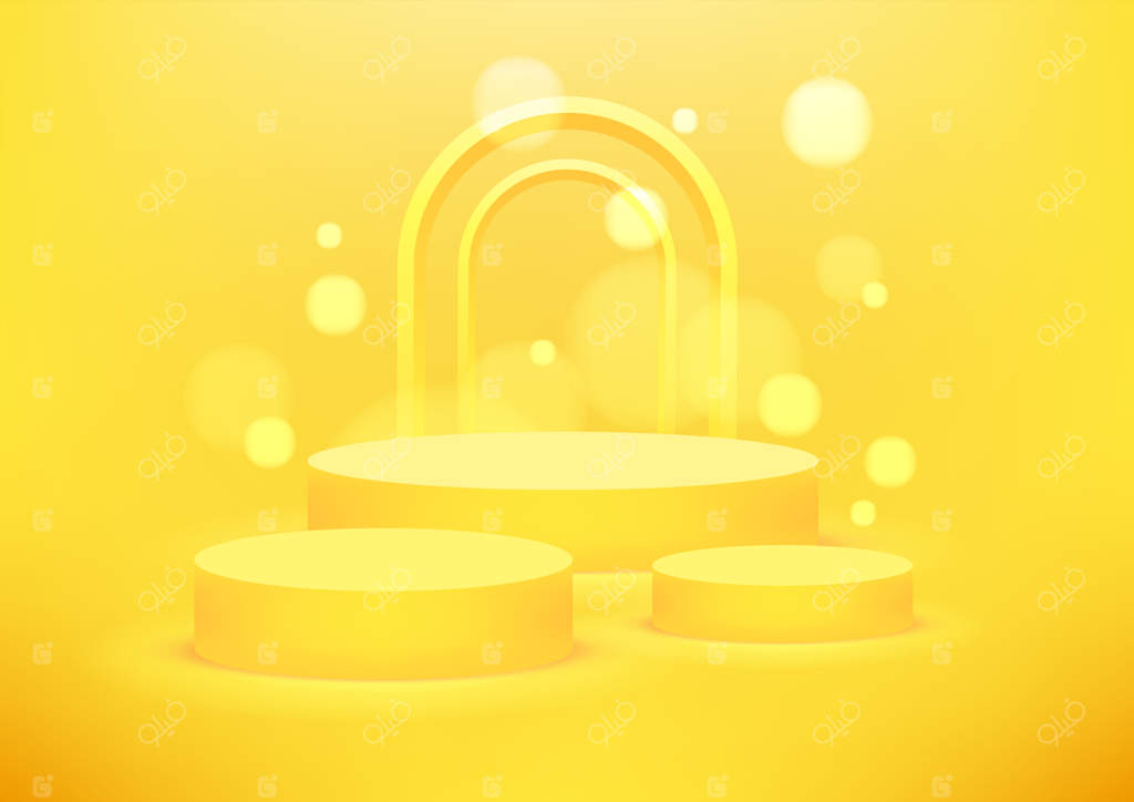 استودیو با پس‌زمینه زرد و سکوی خالی