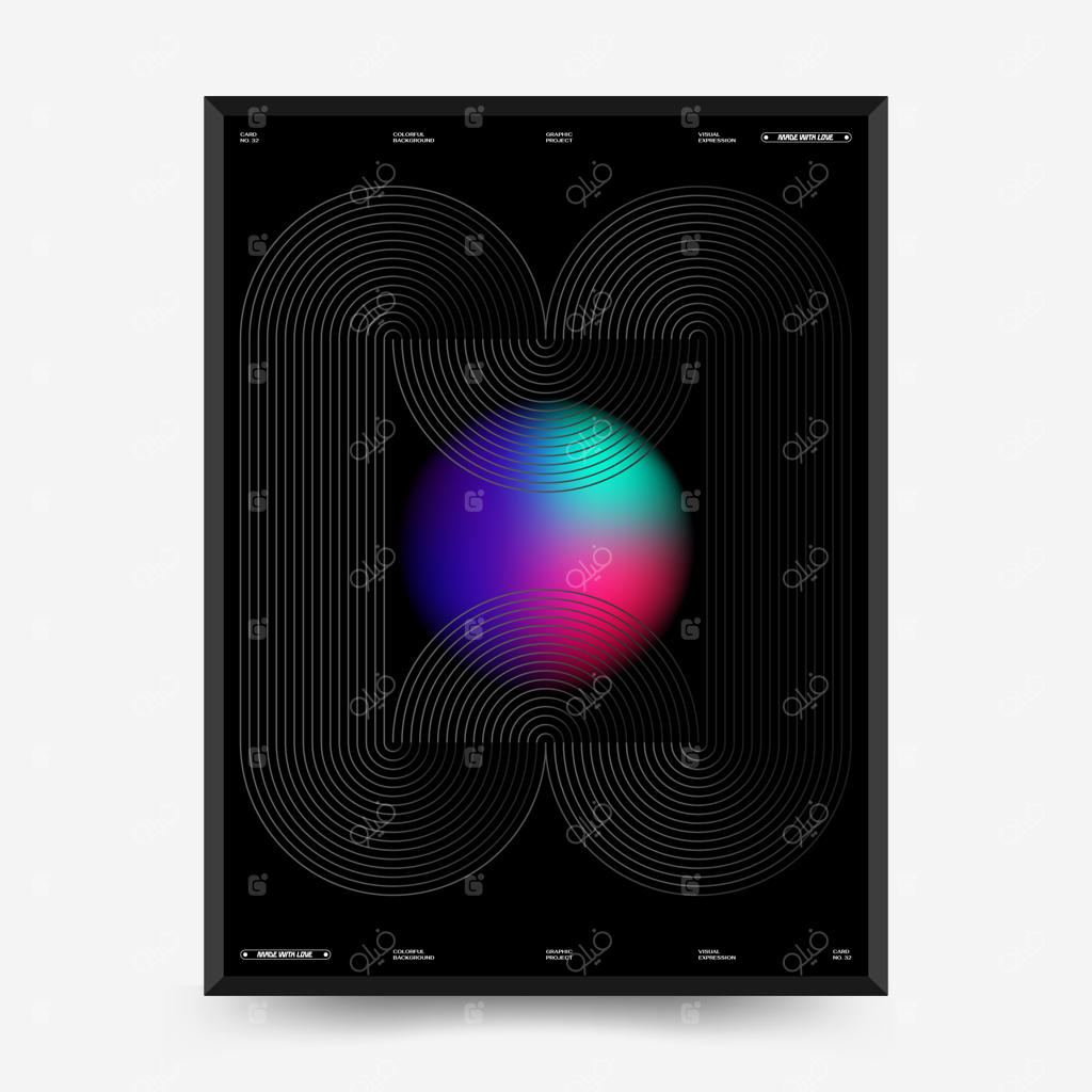 پوسترهای هنر گرادیان انتزاعی برای نمایشگاه هنری: قالب وکتور با عناصر اشکال اولیه