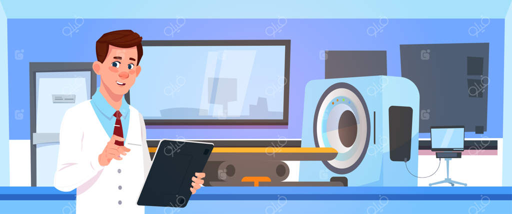 پزشک نتایج اسکن ام‌آر‌آی را بررسی می‌کند