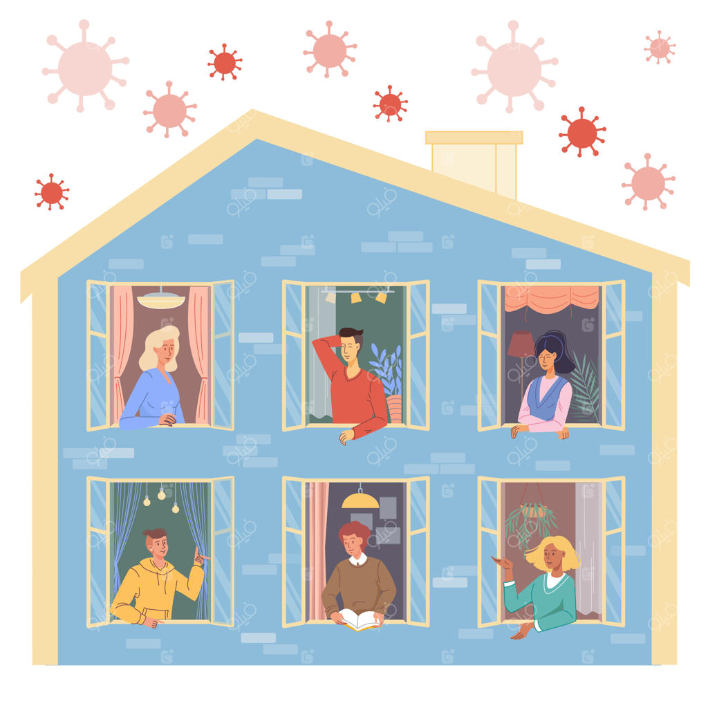 مردم خوشحال در ایمنی با یکدیگر ارتباط برقرار می‌کنند در دوران همه‌گیری ویروس