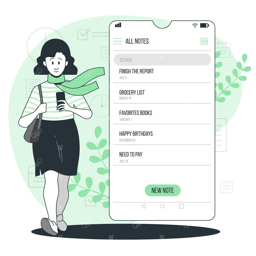 ایده‌ای برای طراحی مفهوم فهرست یادداشت‌ها