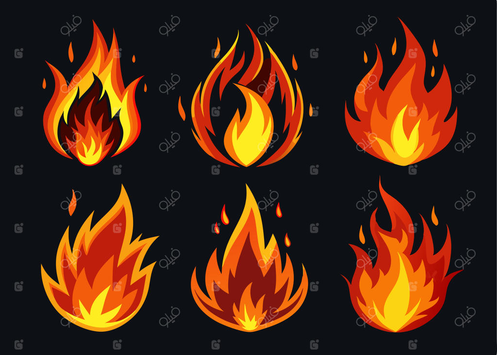 جلوه آتش در پس‌زمینه مشکی