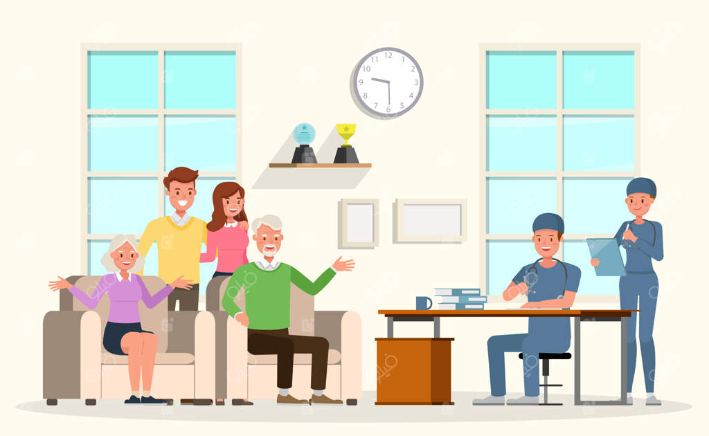 خانواده‌ای در بیمارستان پیش دکتر: نمایش احساسات و شادی‎