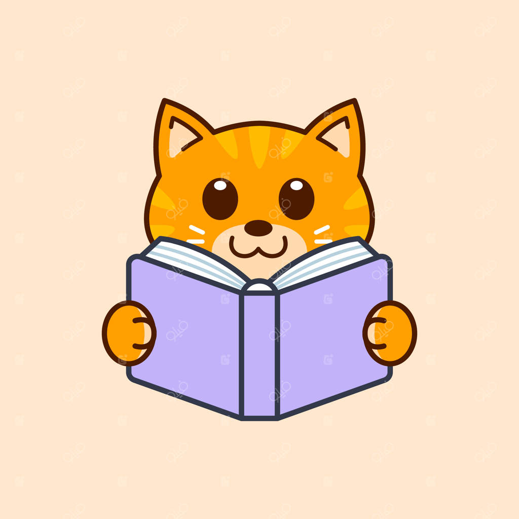 گربه ملوس در حال خواندن کتاب