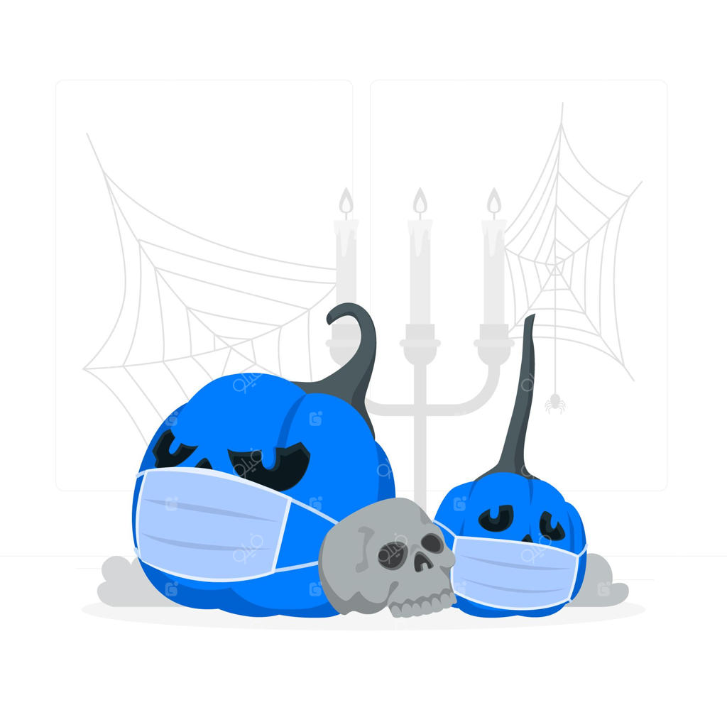 تصویرسازی کانسپت کدو حلوایی هالووین با ماسک صورت