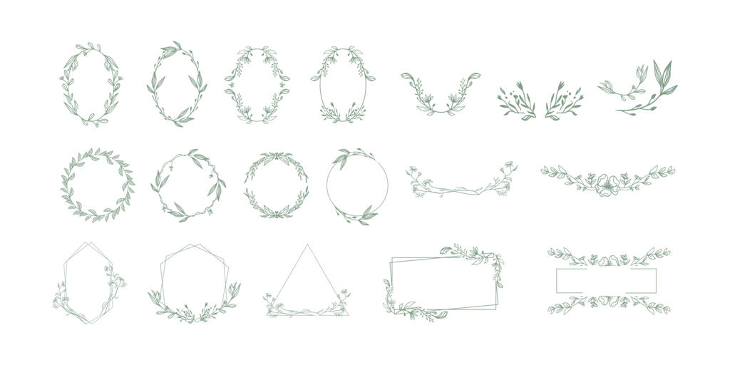 تاج گل زیبا و شیک. تزئین گیاهی با گل‌ها. قاب‌ گیاهان و گل‌های تزئینی