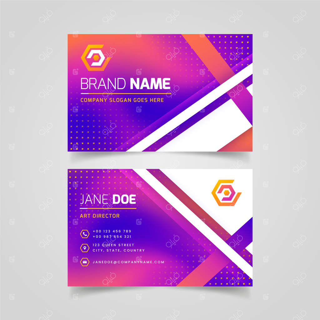 کارت ویزیت انتزاعی با گرادیانت رنگی