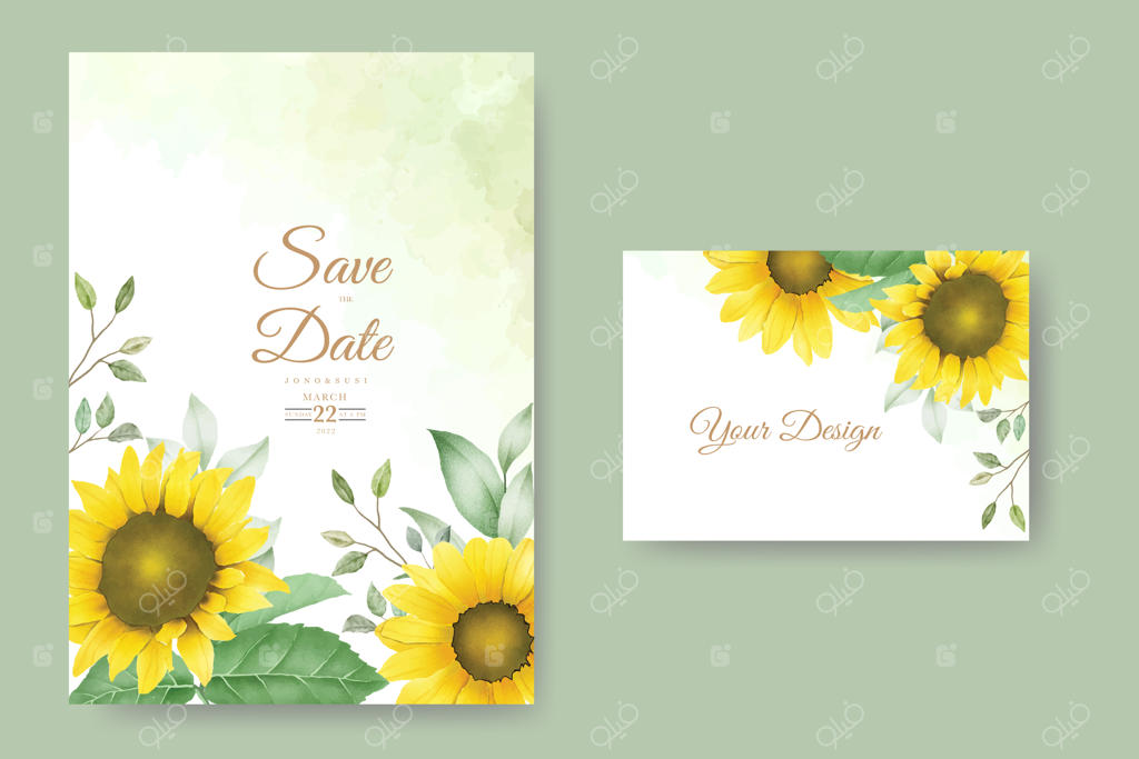 کارت دعوت عروسی با طرح گل آفتابگردان