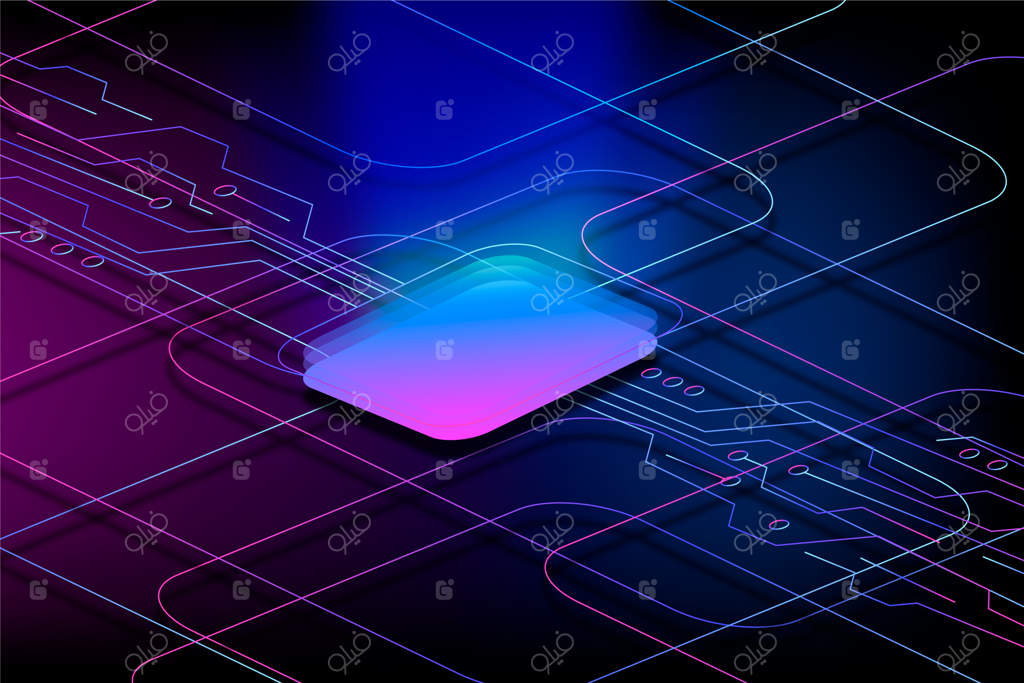 زمینه آینده‌نگر انتزاعی با مدارهای درخشان