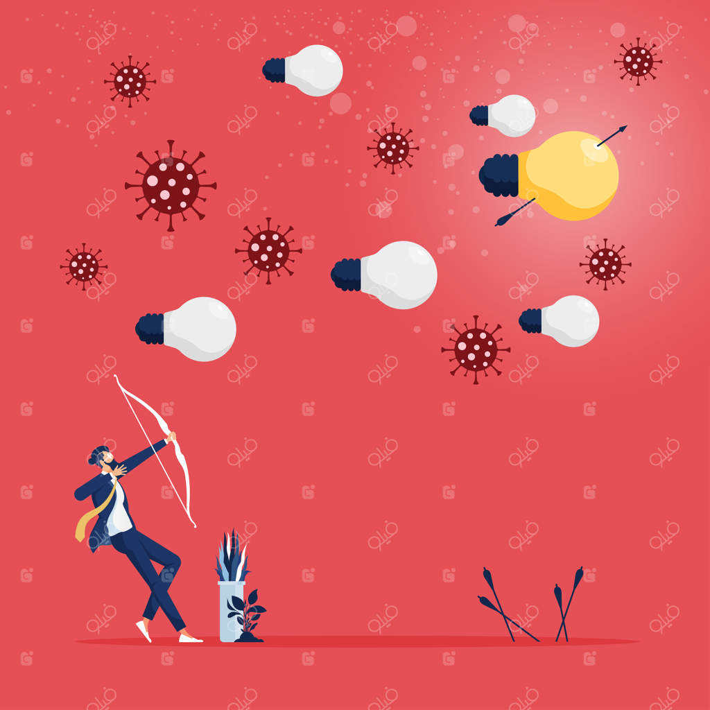 تاجر نشانه‌گرفتن تیر به سمت لامپ روشنفکرانه