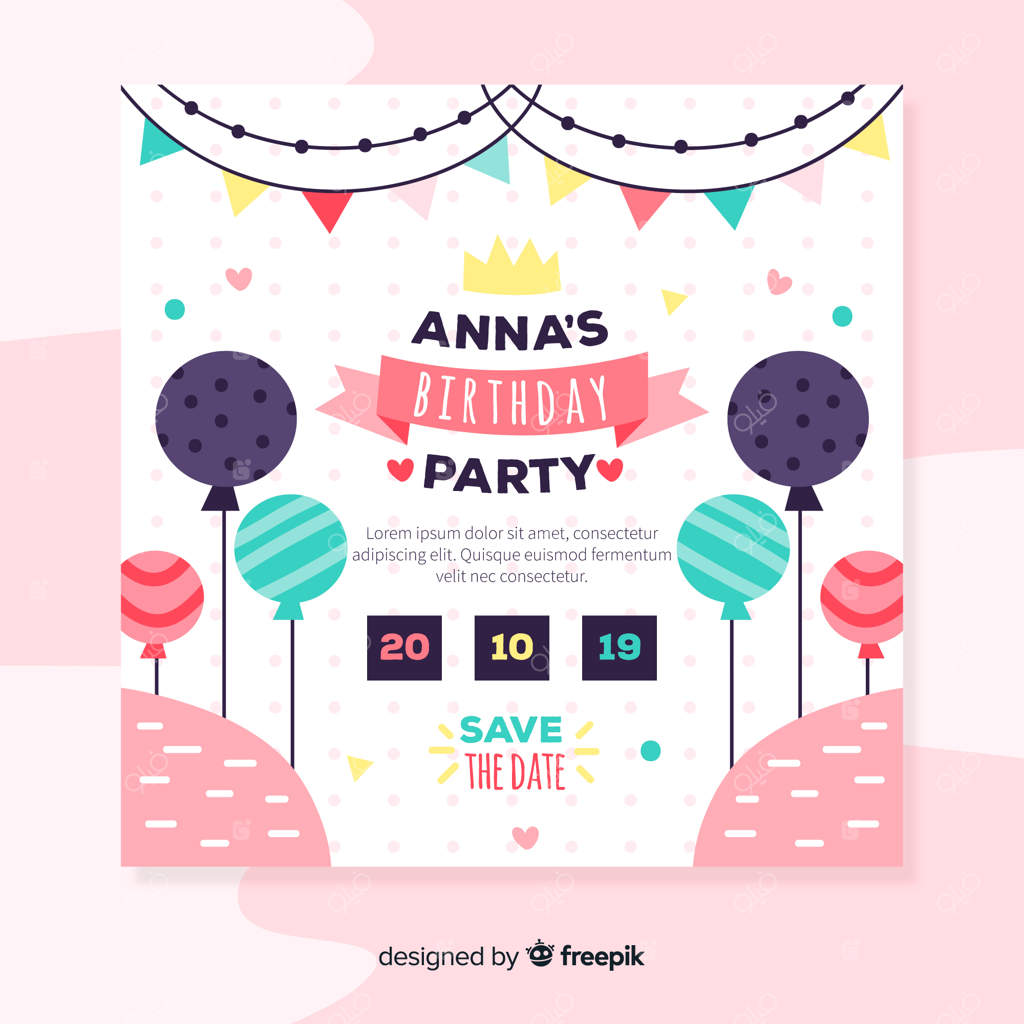 قالب دعوتنامه تولد با طراحی ساده و شیک