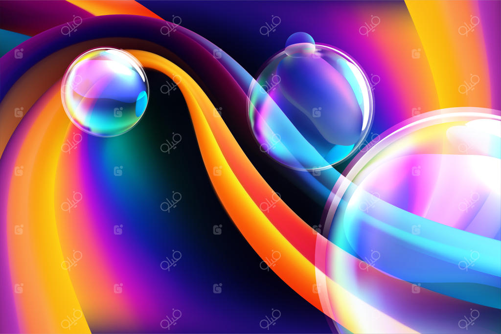 پس‌زمینه رنگارنگ انتزاعی با حباب‌های صابون