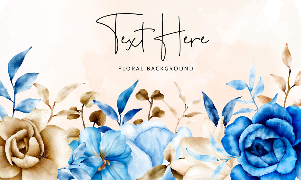 قالب پس‌زمینه گلدار کلاسیک به رنگ آبی و قهوه‌ای