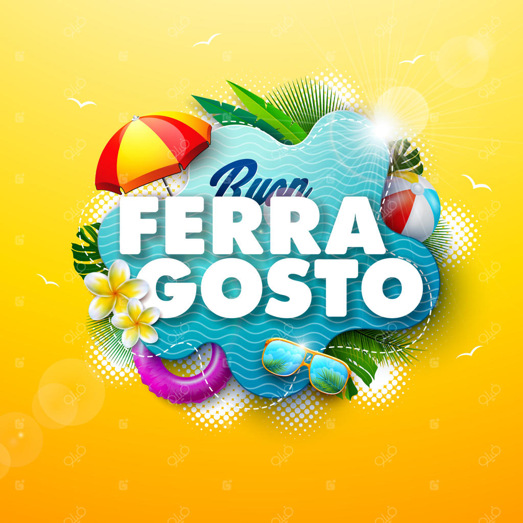 جشن فری آگوستوی شادی‌بخش با حال و هوای تابستانی! Pro Vector