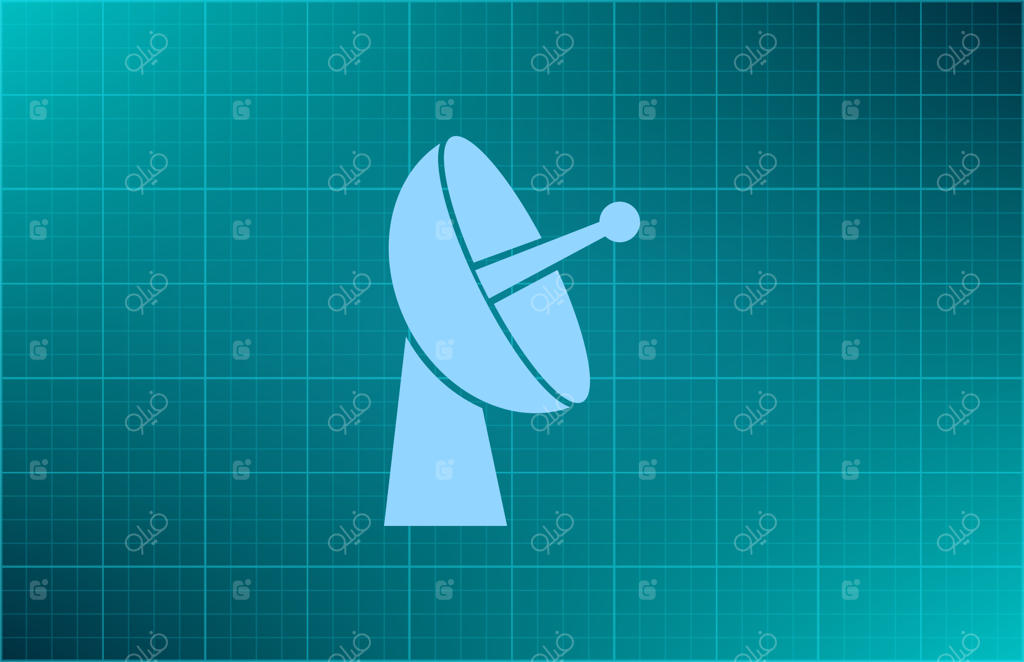 تصویرسازی وکتور نماد ماهواره با پس‌زمینه آبی EPS 10