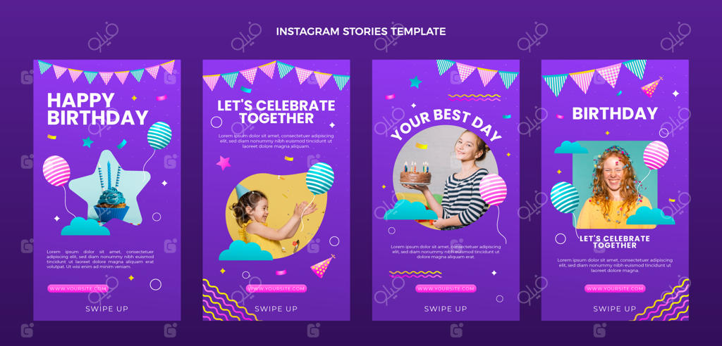 داستان‌های اینستاگرام تولد با رنگ‌های گرادیانی و شاد