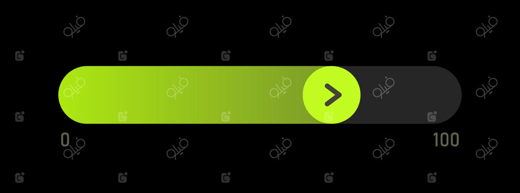 نوار پیشرفت شیب‌دار: اسلایدر ساده با دکمه فلش و رابط مدرن نمایش درصد پیشرفت