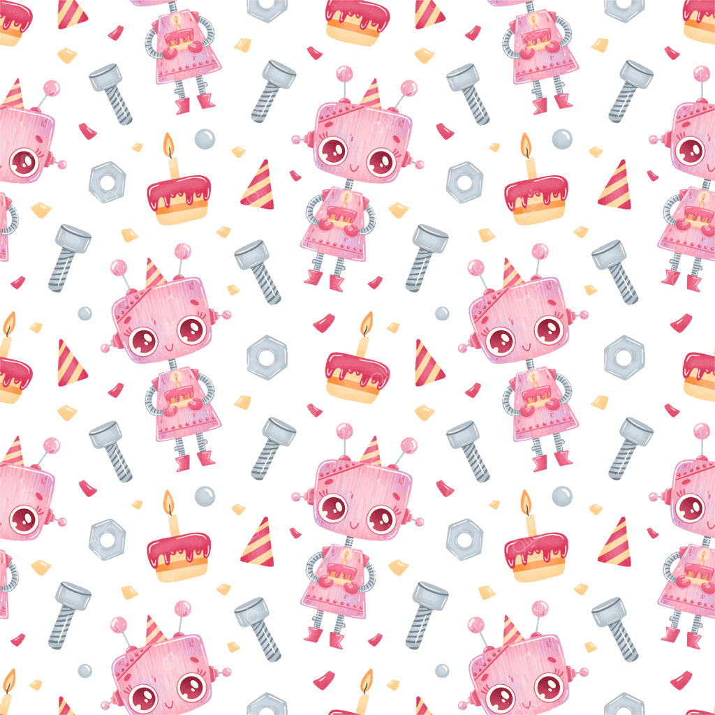 پترن یکپارچه کارتونی دختر رباتی بامزه برای تولد
