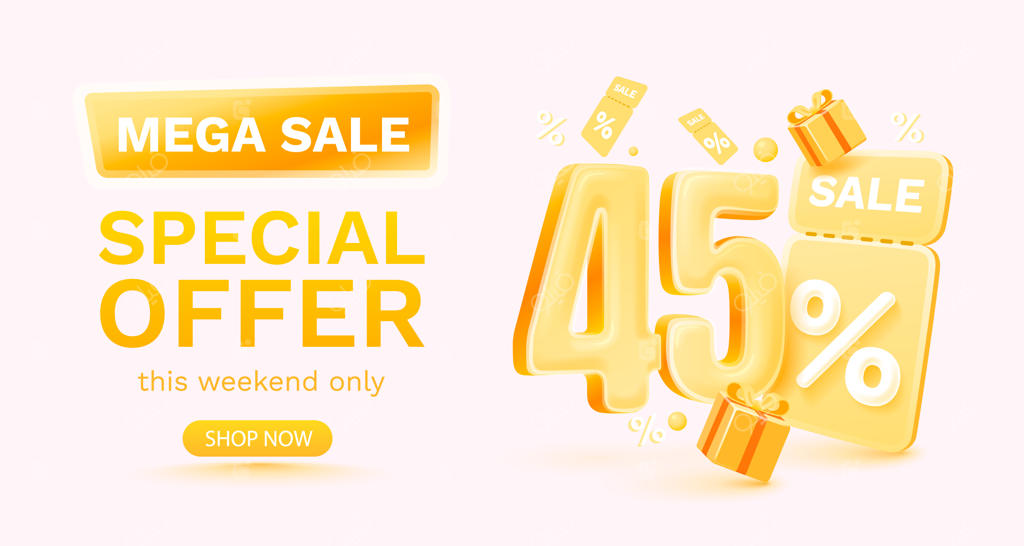 پیشنهاد ویژه ۴۵ درصدی همراه با جعبه کادو و تخفیف ویژه! (بنر و پوستر فروش وکتور)