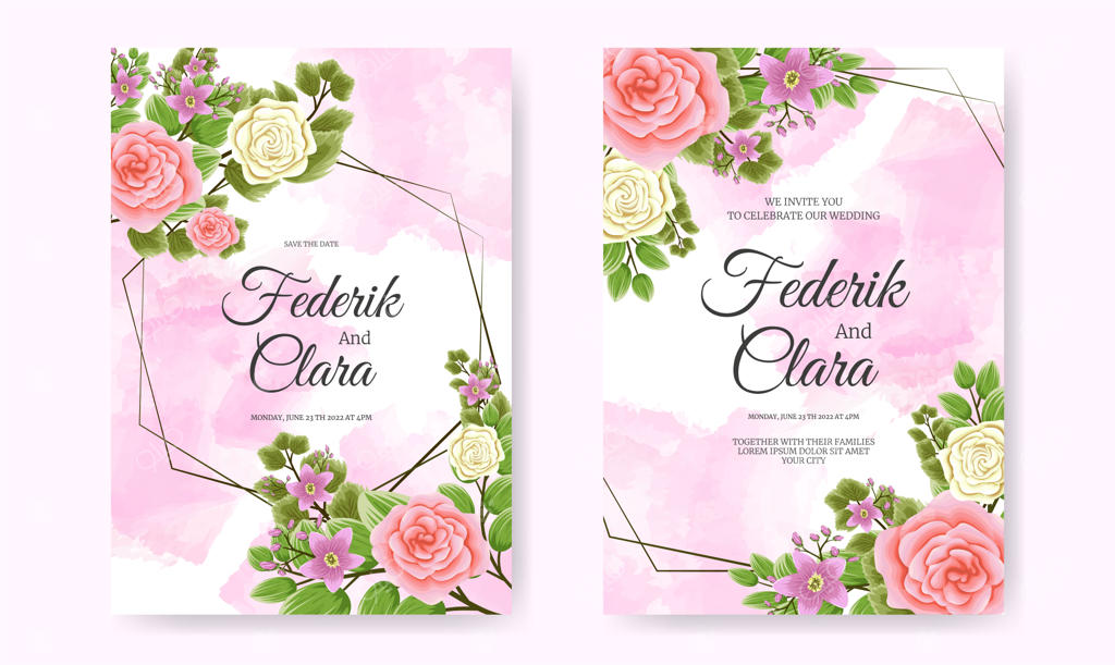 مجموعه کارت دعوت عروسی زیبا با تم گل‌های رز