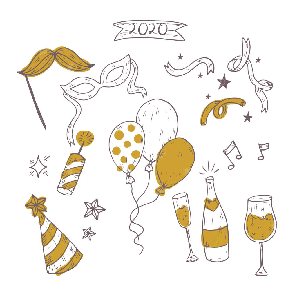 مجموعه عناصر مهمانی سال نو به سبک قدیمی