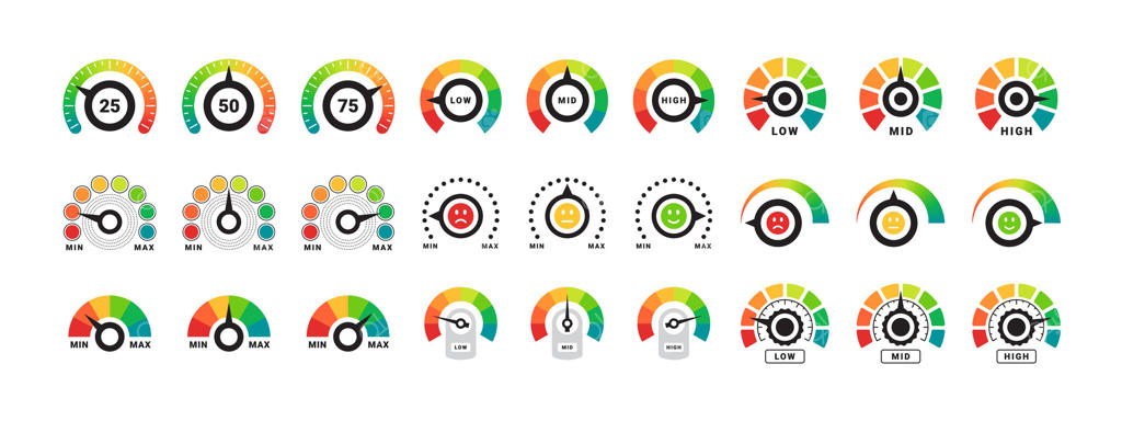 مقیاس ارزیابی ریسک: نشانگر عملکرد در داشبورد. گرافیک‌های مقیاس‌پذیر وکتور