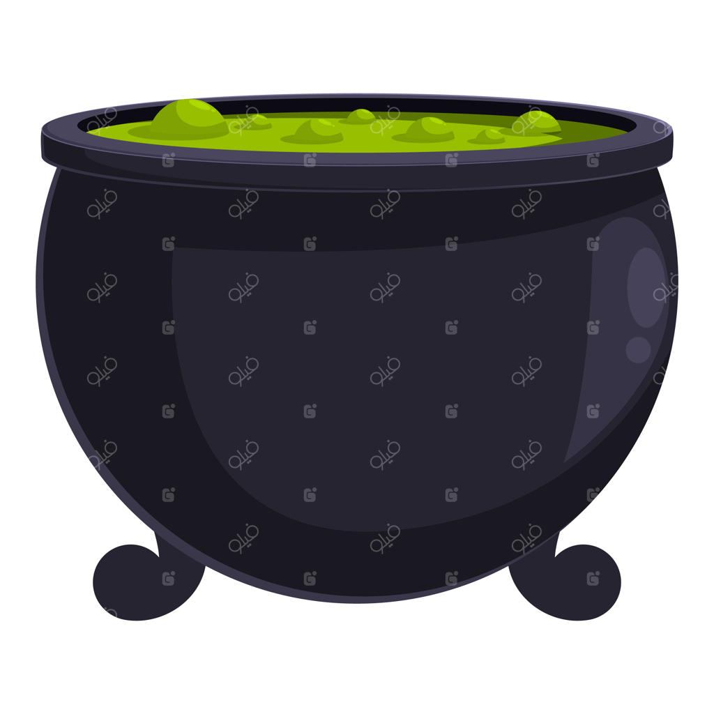 دیگ سیاه و معجون جادویی سبز و جوشان برای مراسم جادوگری