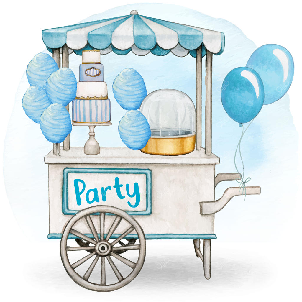 مهمانی پسرانه با چرخ دستی شیرینی‌های قدیمی آبرنگی