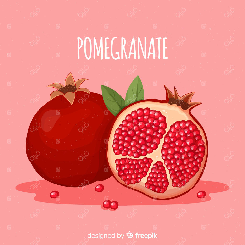 پشت‌زمینه انارِ بُرش‌خورده