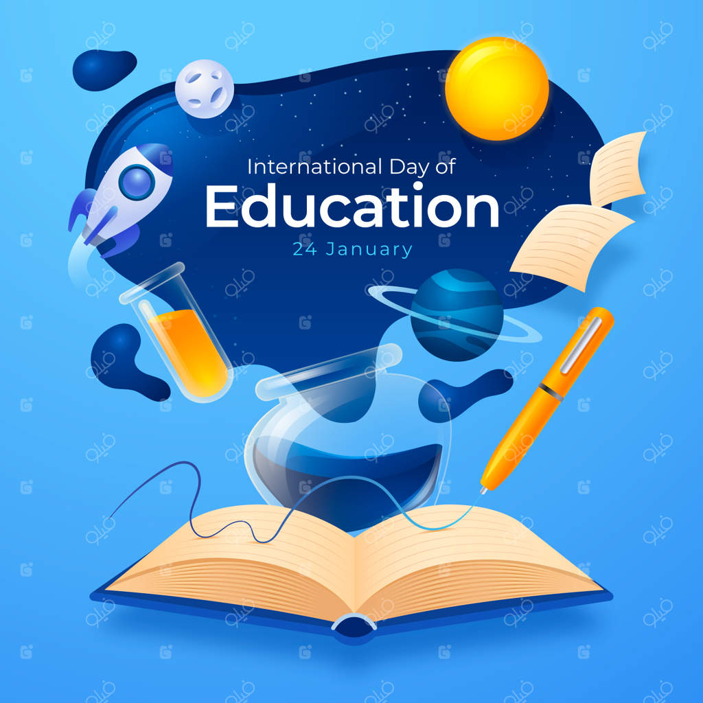 تصویرسازی روز جهانی آموزش با طرح گرادینت