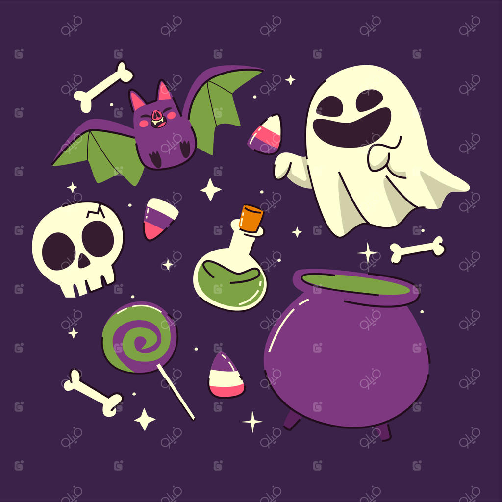 تصویرسازی دستی بامزه هالووین