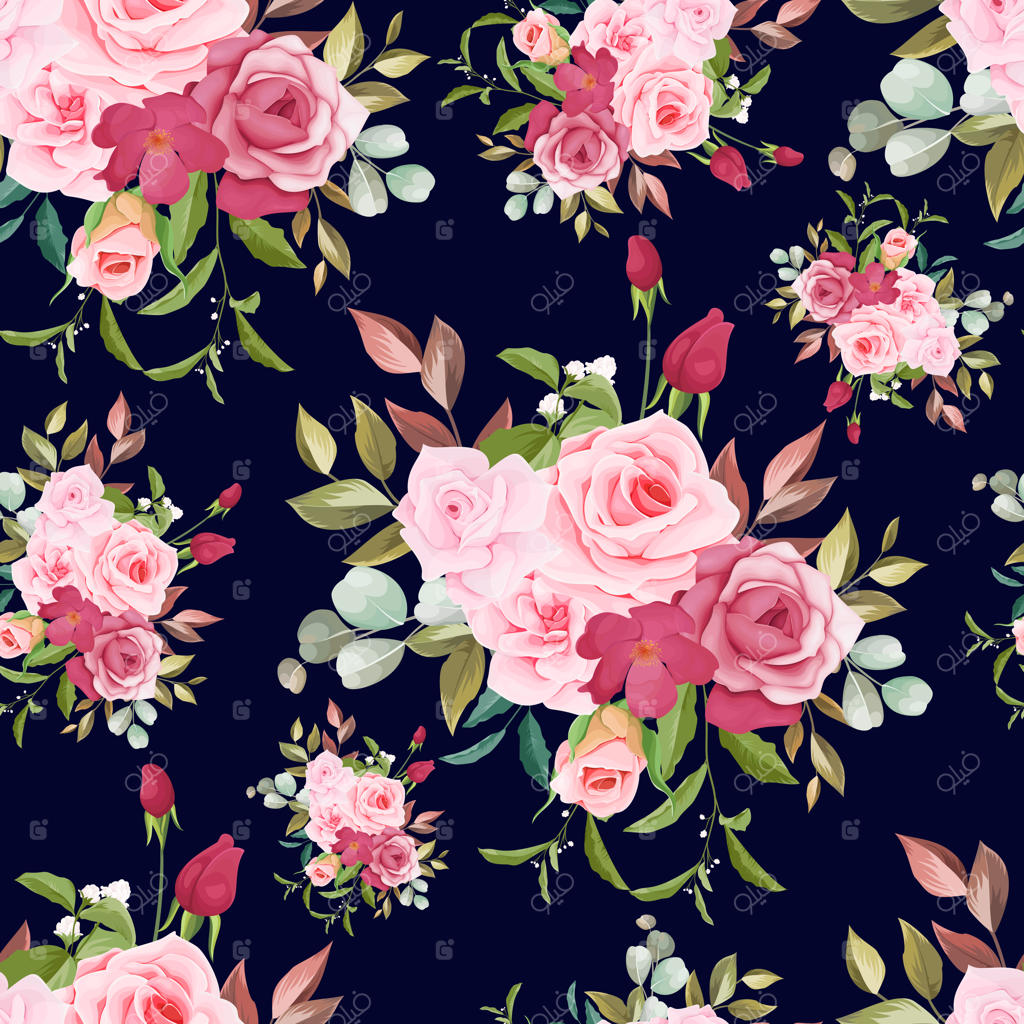 طراحی الگوی یکپارچه با نقوش گل‌های دست‌کشیده