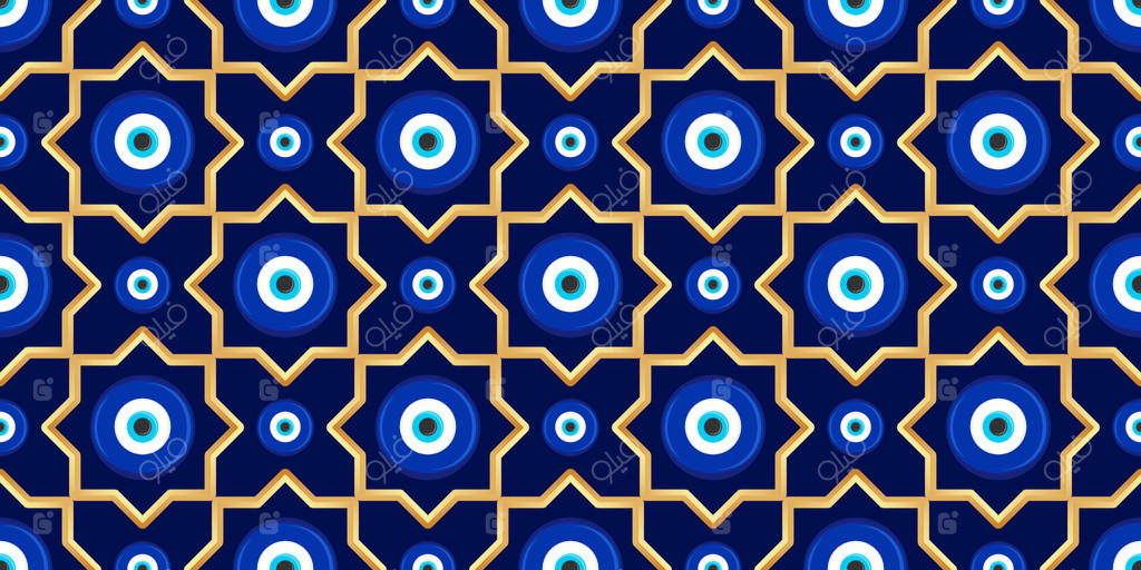 پترن هندسی شیک آبی و طلایی برای پس‌زمینه وکتور حرفه‌ای