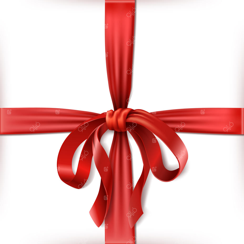 آیکون واقعی روبان قرمز برای جعبه با پاپیون مربعی شکل