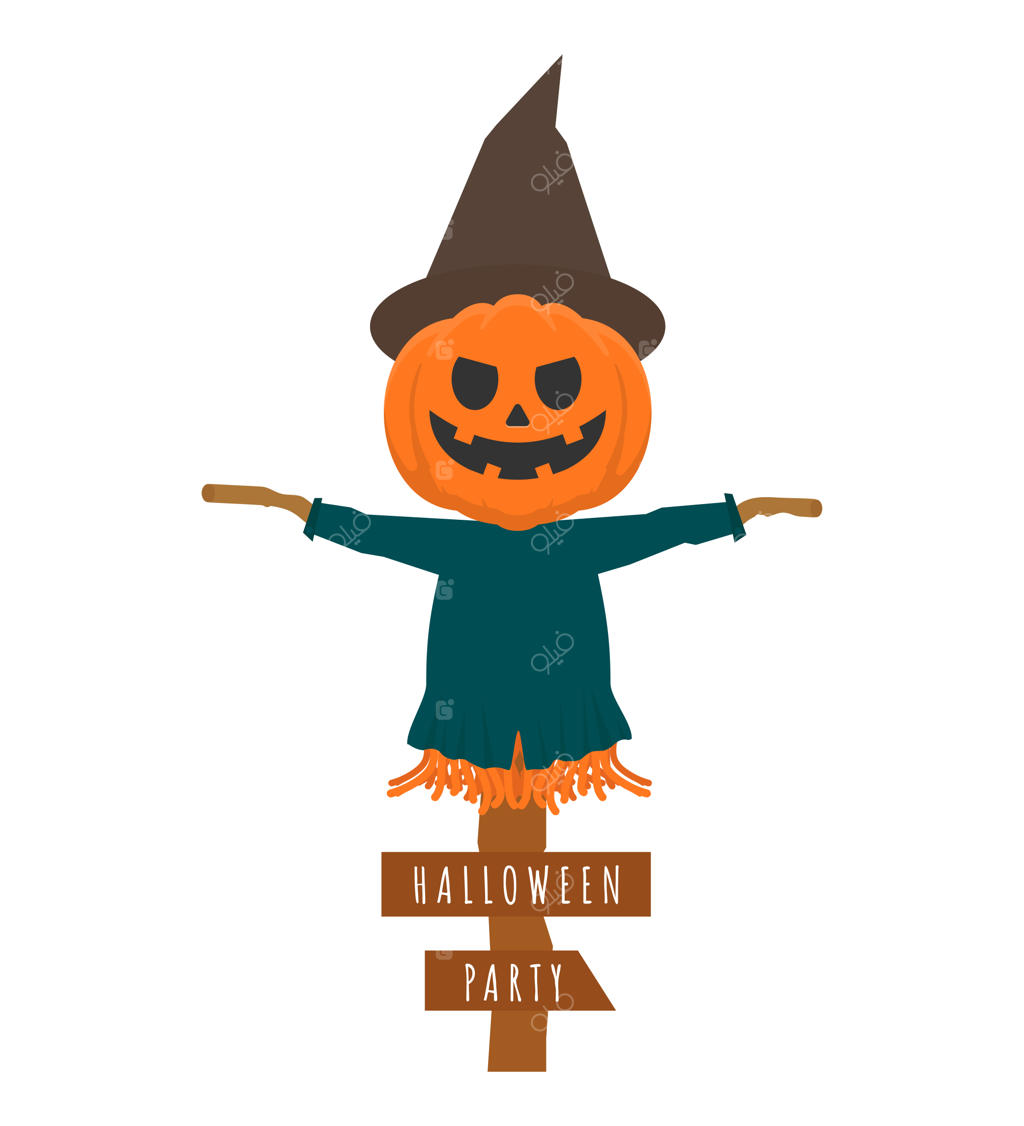 تصویر کارتونی مترسک و کدو تنبل مخصوص هالووین