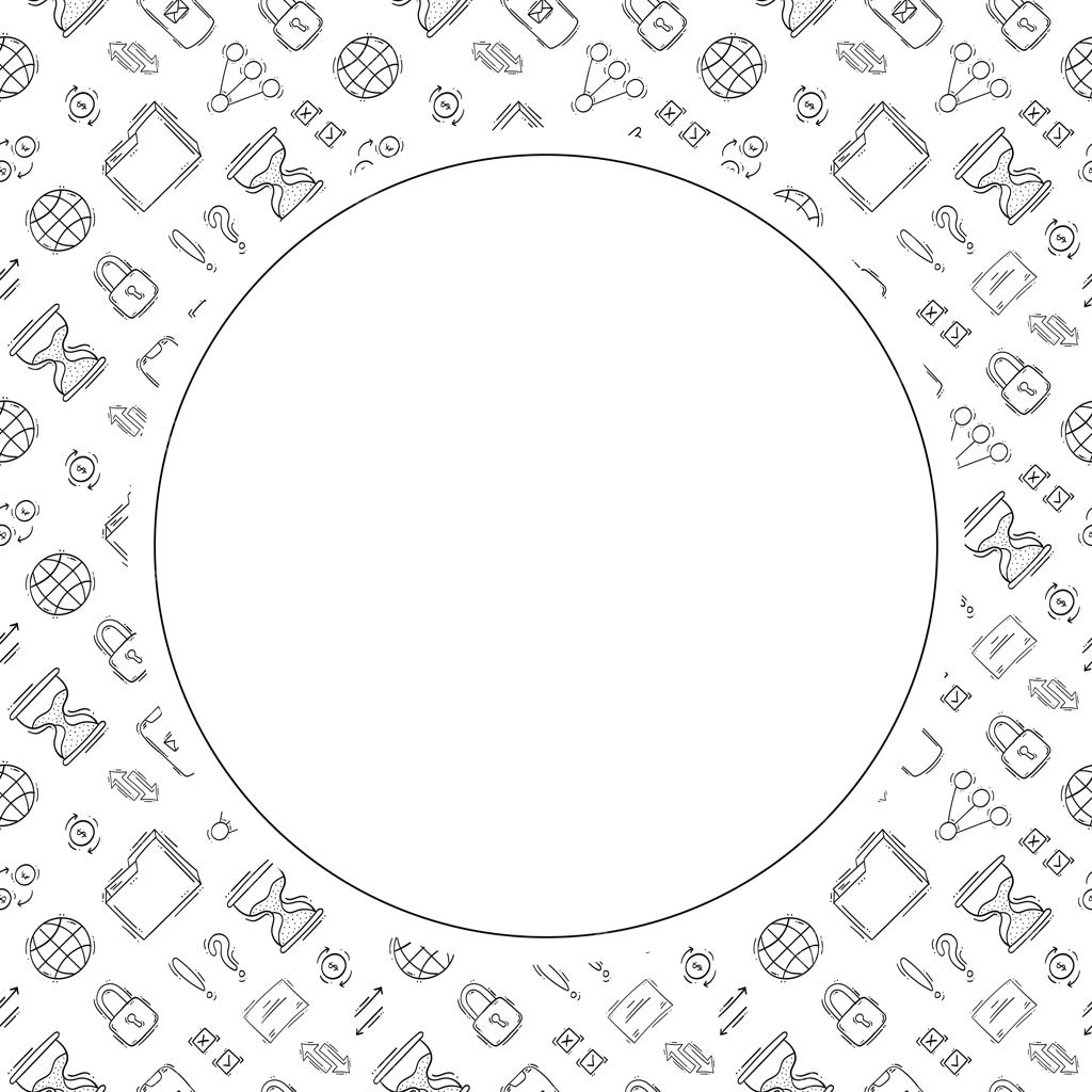 پس‌زمینه و قاب دایره‌ای طرح دستی با موضوع استارتاپ و کسب‌وکار