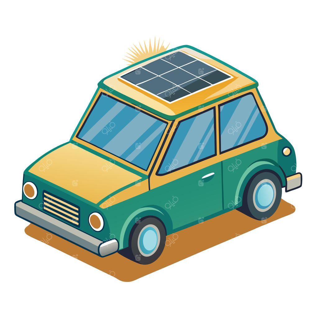 نماد خودروی کلاسیک با پنل خورشیدی