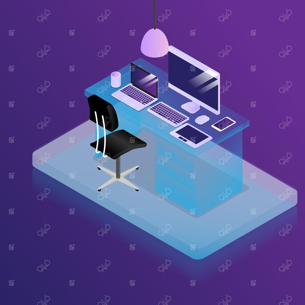 محیط کار در میز اداری با لوازم اداری