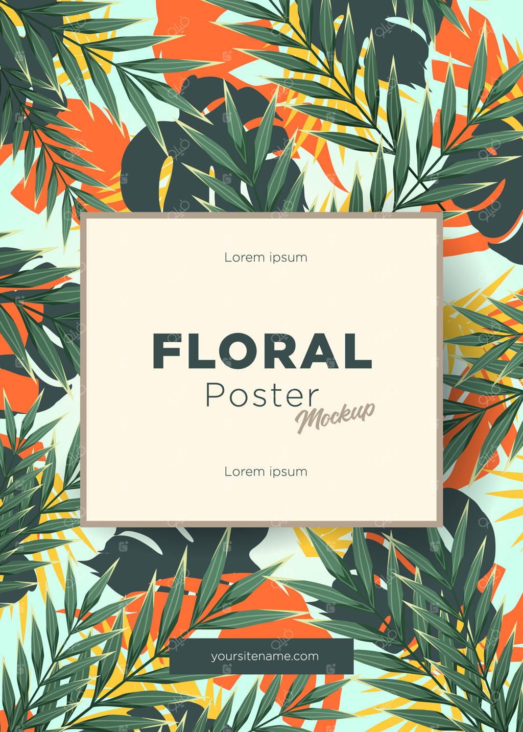 زمینه‌ای زیبا و گرمسیری با گیاهان جنگلی - طرحی جذاب با برگ‌های گرمسیری