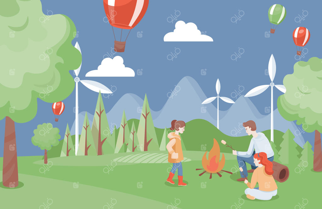 وقت‌گذرانی خانواده در پیک‌نیک تابستانی در جنگل