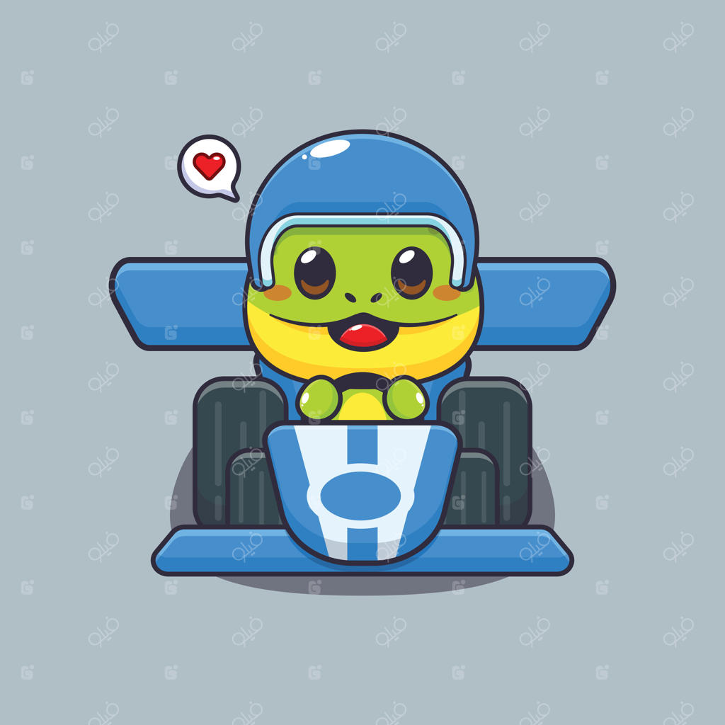 تصویر کاریکاتوری از شخصیت بامزه آفتاب‌پرست پشت فرمان ماشین مسابقه