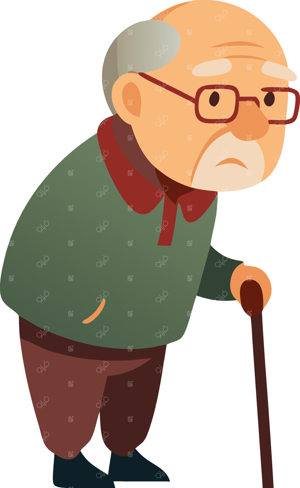 پیرمردی در حال قدم زدن با عصا، در سبکی کارتون‌گونه و لطیف و اندیشه‌برانگیز نمایش داده شده است