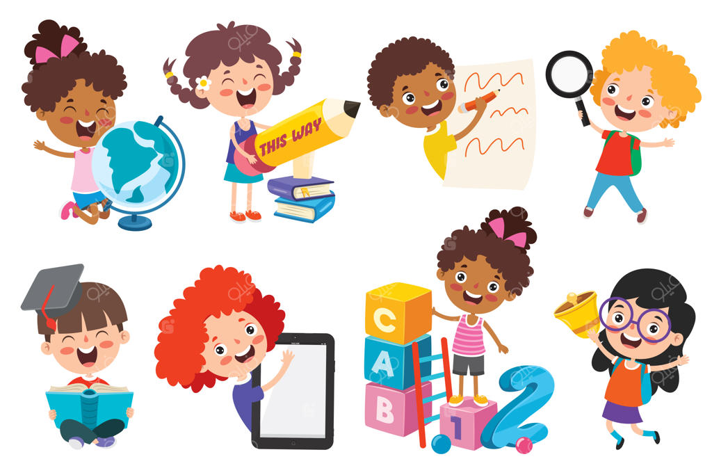 کودک شاد در حال درس خواندن و یادگیری