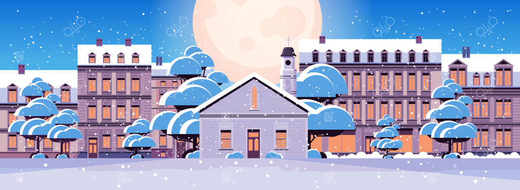 نمای امروزی معماری کلیسا: مفهومی از دین و فرهنگ در پس‌زمینه شب‌های زمستانی شهر